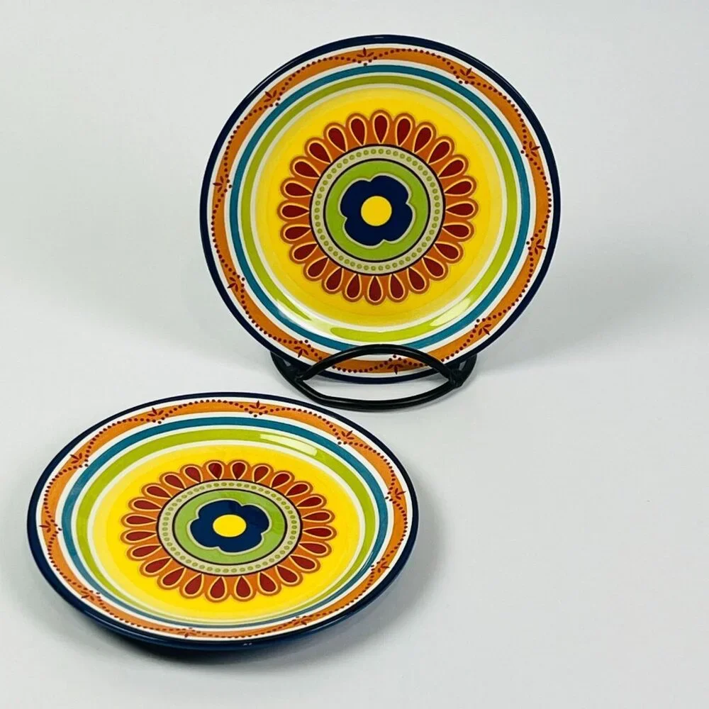 Pier 1 Set of 2 Ironstone Mexicali Salad Dessert Plate 8 3/4